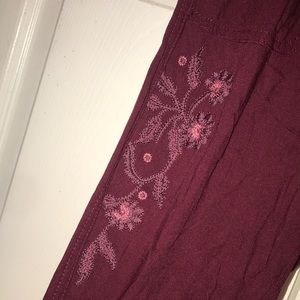 Embroidered Flowy Joggers